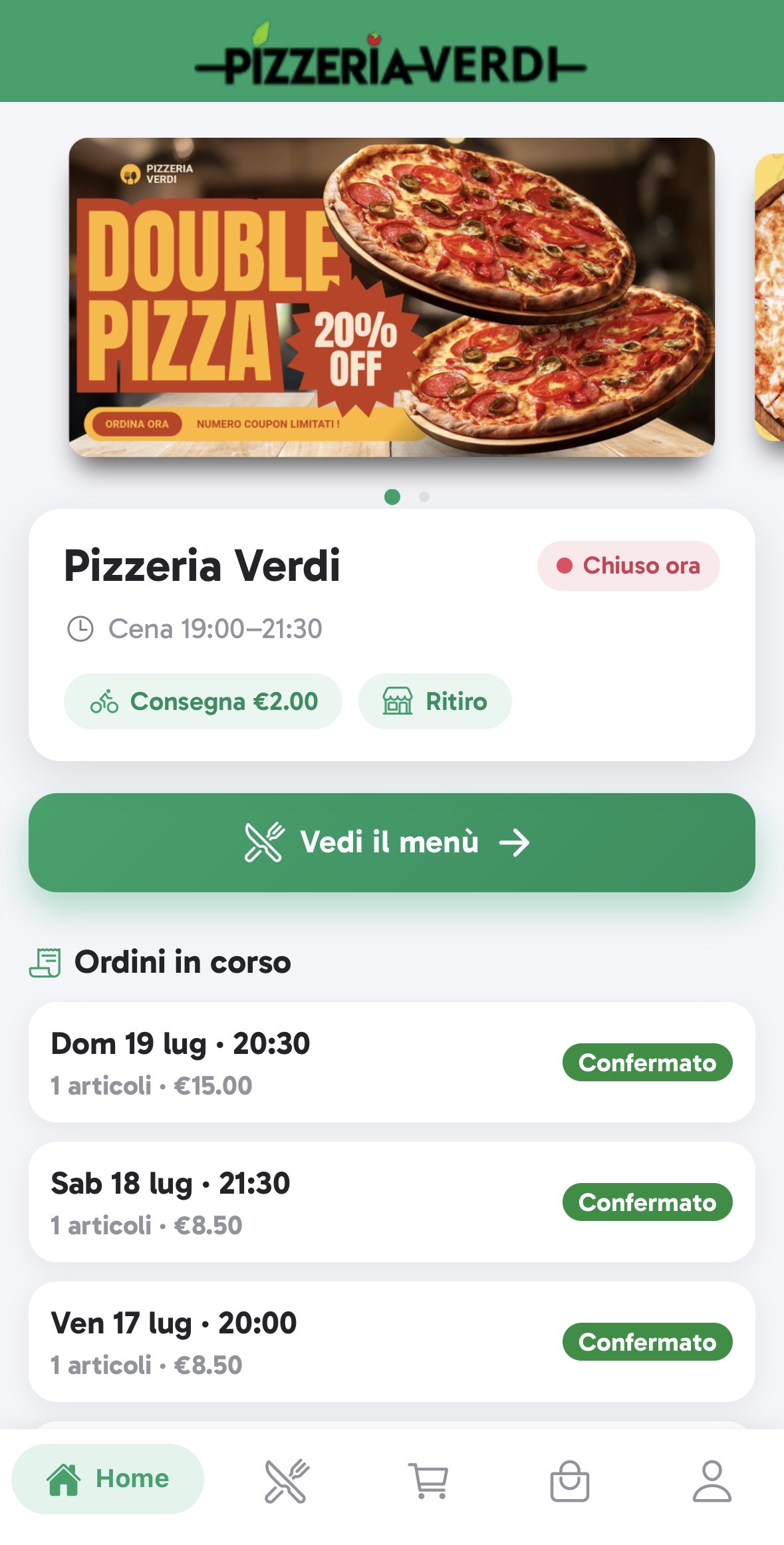 Carrello e dettaglio ordine nell'app ordinaGO